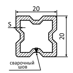 Х-образные трубы 20х20